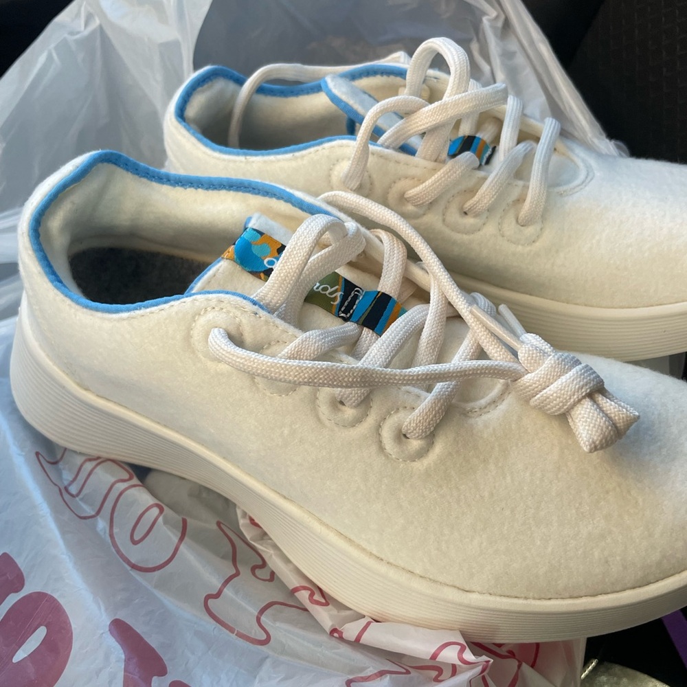 allbirds White Sneakers with Blue Accents